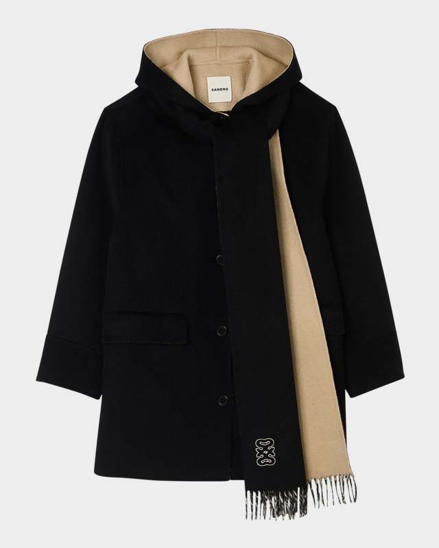 Jalen Two-Tone Wool Scarf Coat